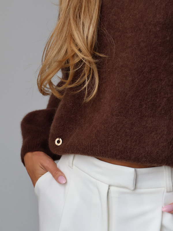Sweter z baby alpaką i wełną merino CLARESE czekolada 14