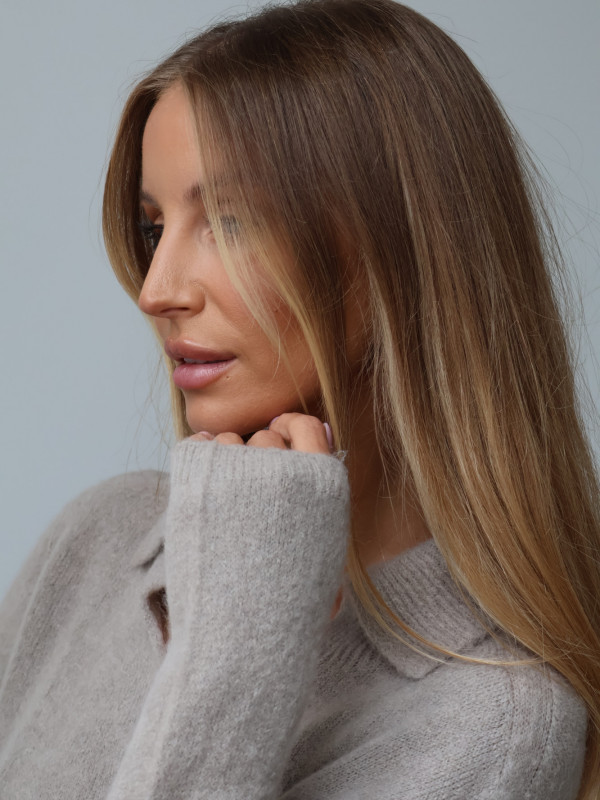 Sweter z baby alpaką polo taupe LIVIGNO 8