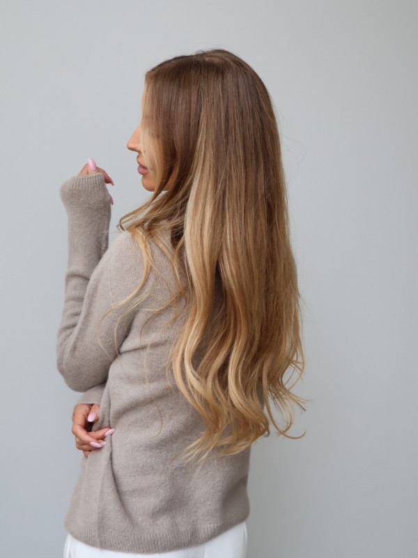 Sweter z baby alpaką polo taupe LIVIGNO 9