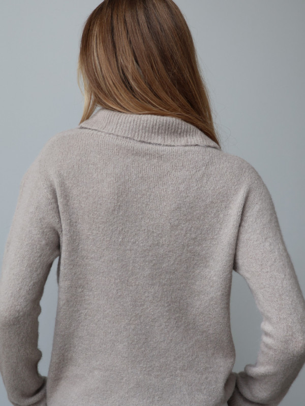 Sweter z baby alpaką polo taupe LIVIGNO 12