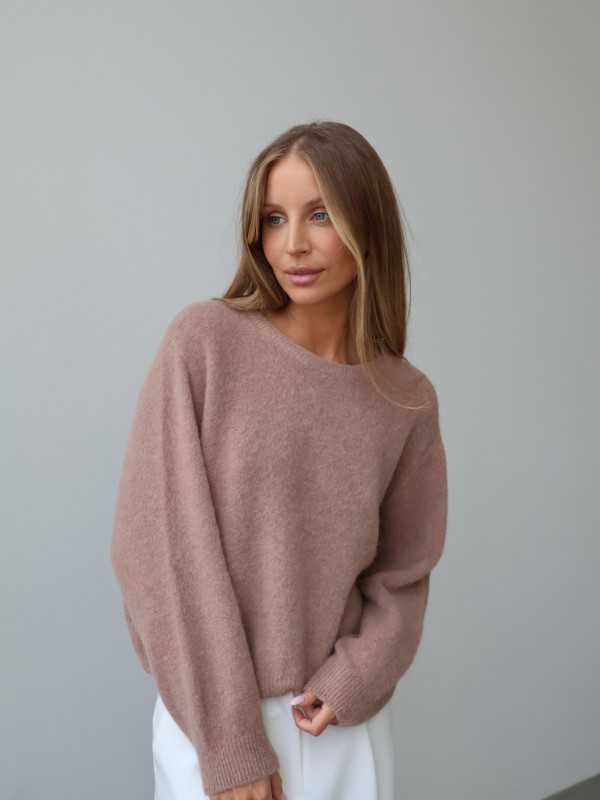 Sweter z baby alpaką i wełną merino CLARESE blush taupe 10