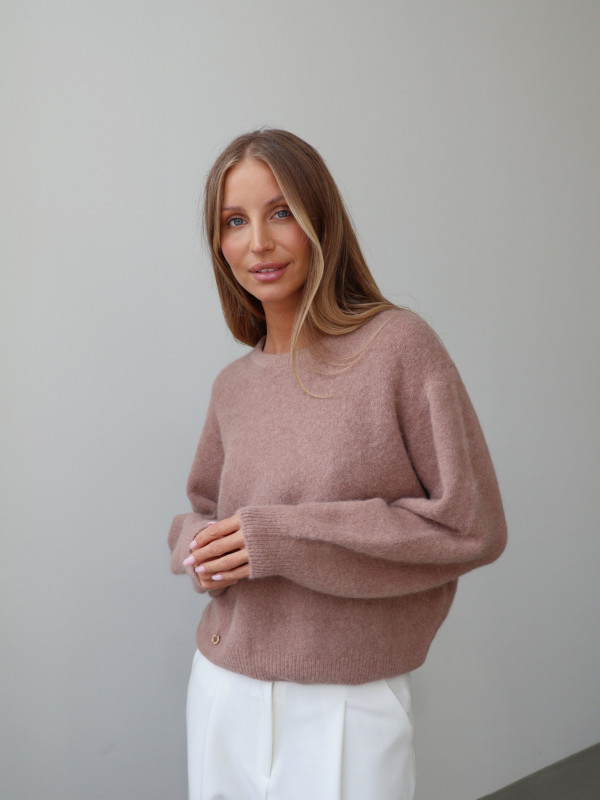 Sweter z baby alpaką i wełną merino CLARESE blush taupe 17