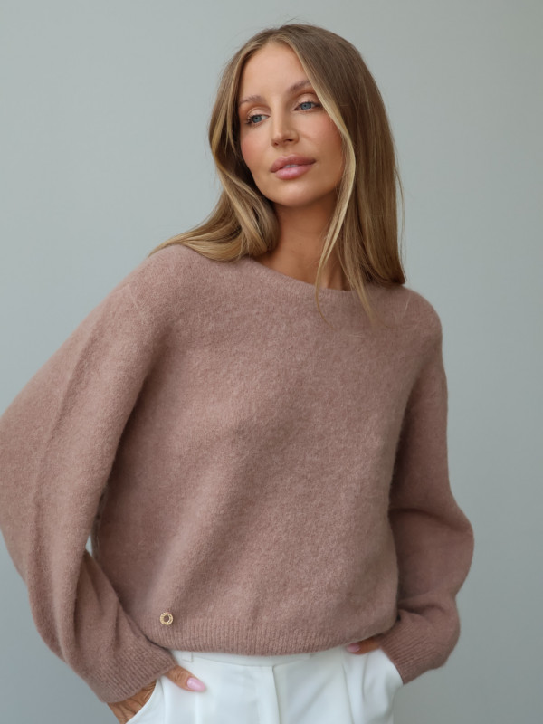 Sweter z baby alpaką i wełną merino CLARESE blush taupe 12