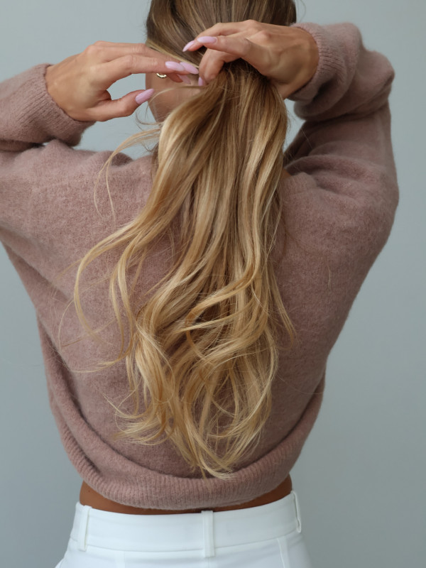 Sweter z baby alpaką i wełną merino CLARESE blush taupe 8
