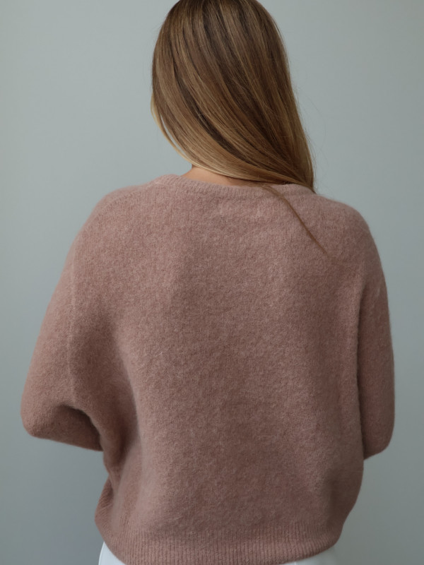 Sweter z baby alpaką i wełną merino CLARESE blush taupe 7