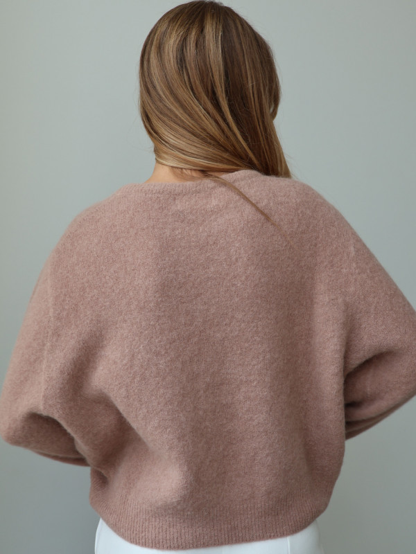 Sweter z baby alpaką i wełną merino CLARESE blush taupe 6