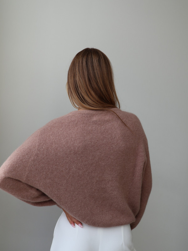 Sweter z baby alpaką i wełną merino CLARESE blush taupe 5