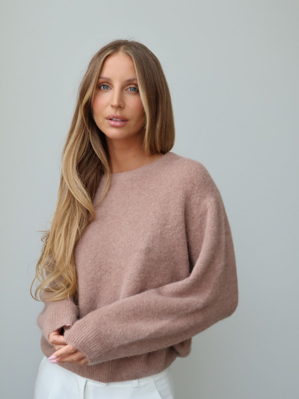 Sweter z baby alpaką i wełną merino CLARESE blush taupe 3