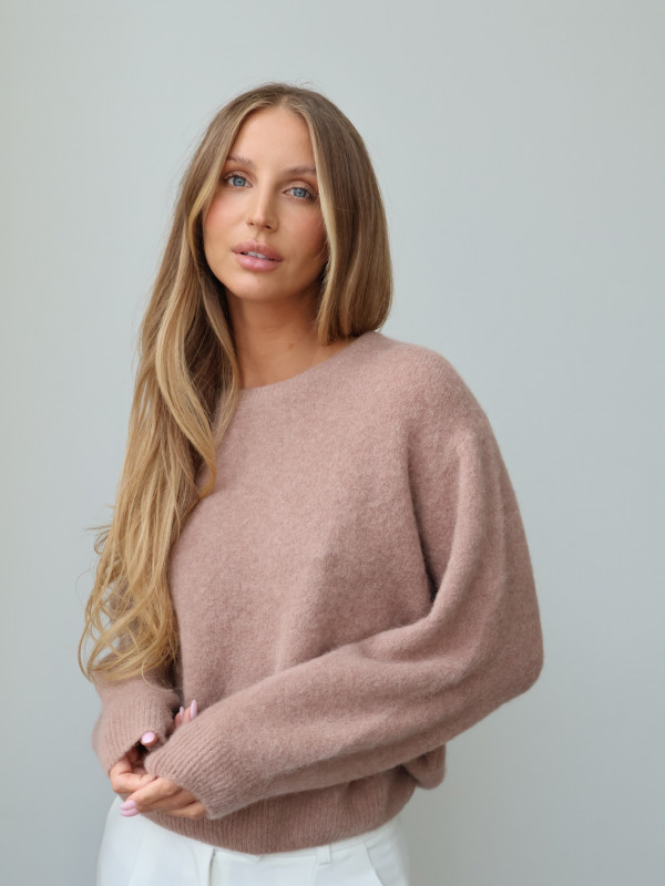 Sweter z baby alpaką i wełną merino CLARESE blush taupe 2