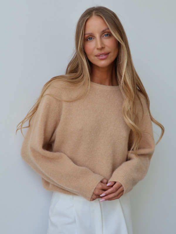 Sweter z baby alpaką i wełną merino CLARESE miodowy 23