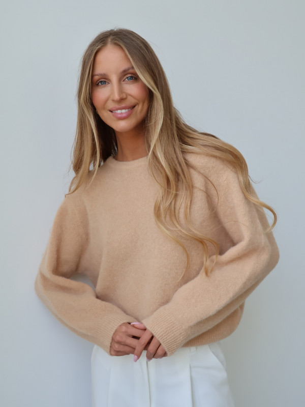 Sweter z baby alpaką i wełną merino CLARESE miodowy 22