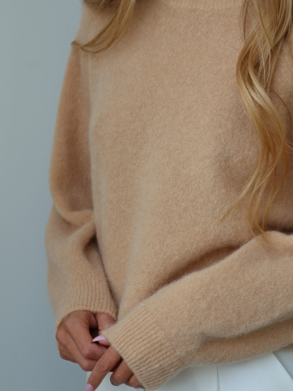 Sweter z baby alpaką i wełną merino CLARESE miodowy 18