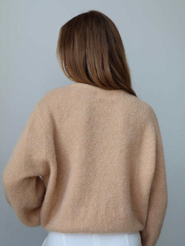 Sweter z baby alpaką i wełną merino CLARESE miodowy 11