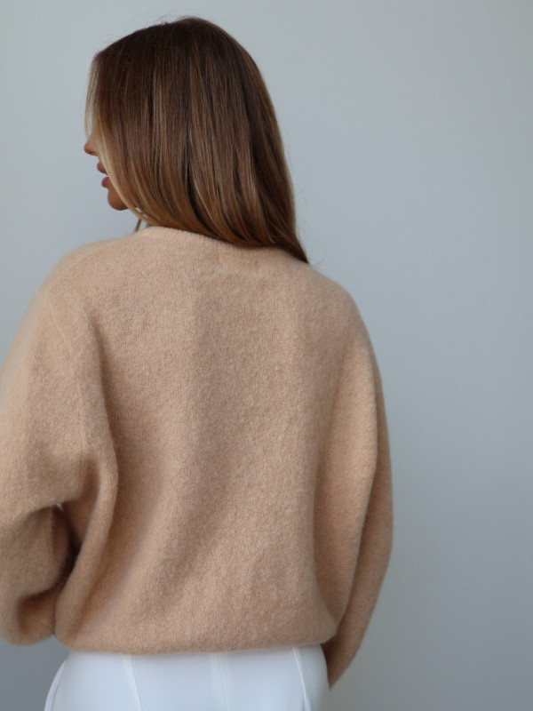 Sweter z baby alpaką i wełną merino CLARESE miodowy 10