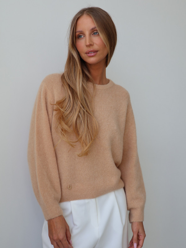 Sweter z baby alpaką i wełną merino CLARESE miodowy 9