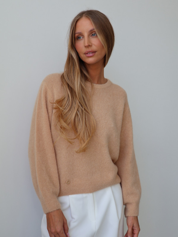 Sweter z baby alpaką i wełną merino CLARESE miodowy 8