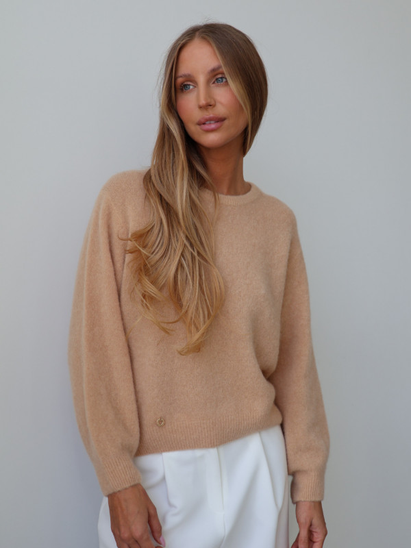 Sweter z baby alpaką i wełną merino CLARESE miodowy 7