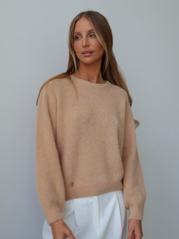Sweter z baby alpaką i wełną merino CLARESE miodowy 16