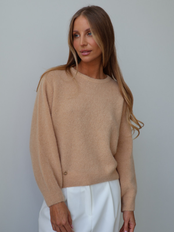 Sweter z baby alpaką i wełną merino CLARESE miodowy 6
