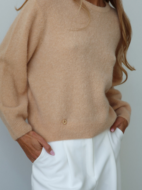 Sweter z baby alpaką i wełną merino CLARESE miodowy 4
