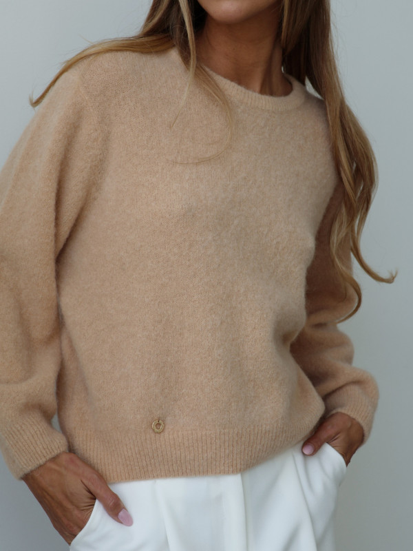 Sweter z baby alpaką i wełną merino CLARESE miodowy 3