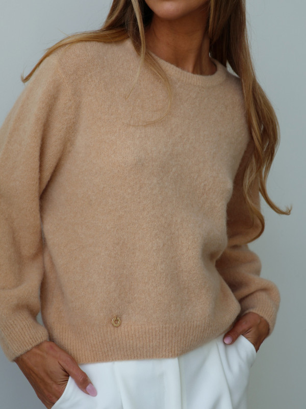 Sweter z baby alpaką i wełną merino CLARESE miodowy 2
