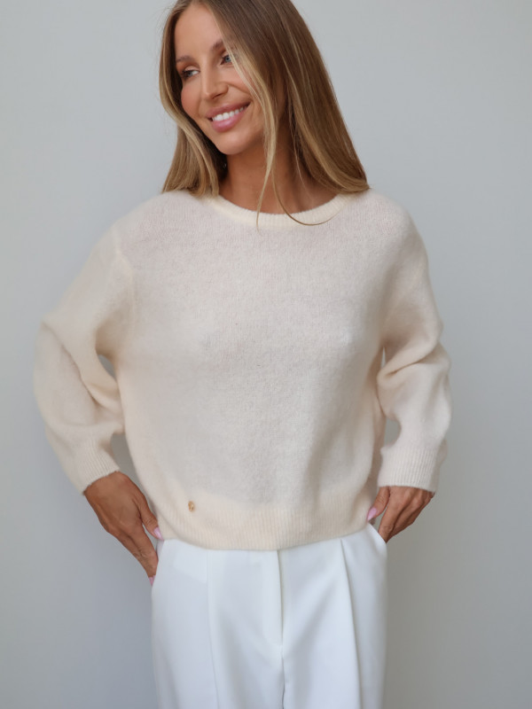 Sweter z baby alpaką i wełną merino CLARESE krem 4