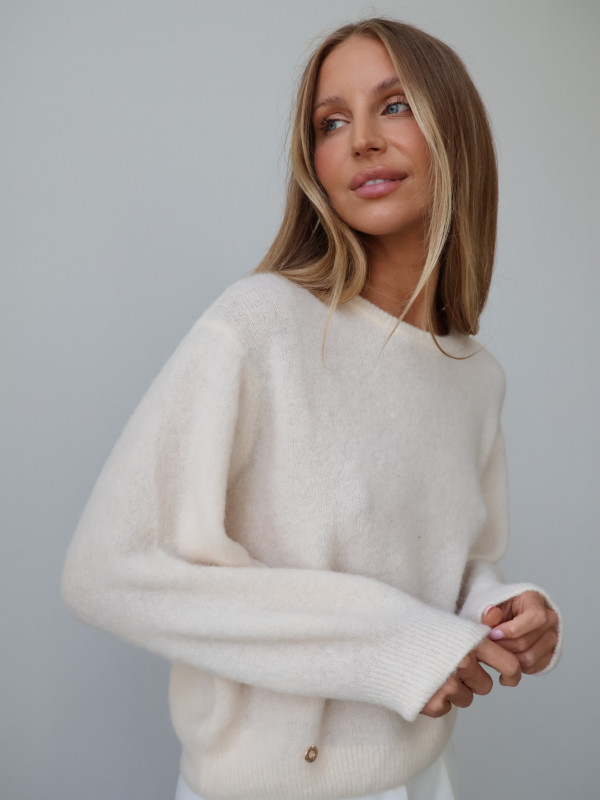 Sweter z baby alpaką i wełną merino CLARESE krem 6