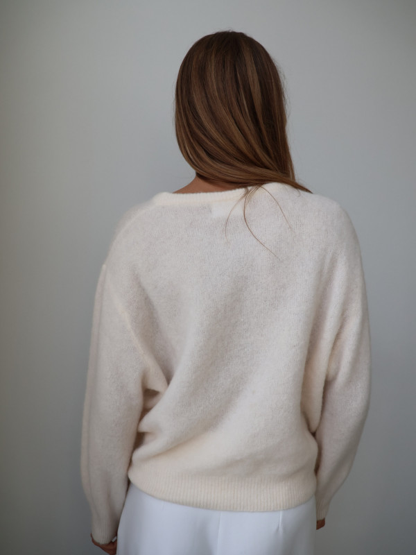 Sweter z baby alpaką i wełną merino CLARESE krem 12