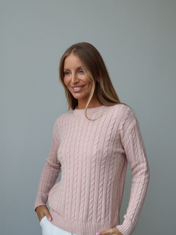Sweter 100% bawełna pudrowy róż OXFORD