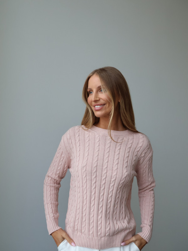 Sweter 100% bawełna pudrowy róż OXFORD 1
