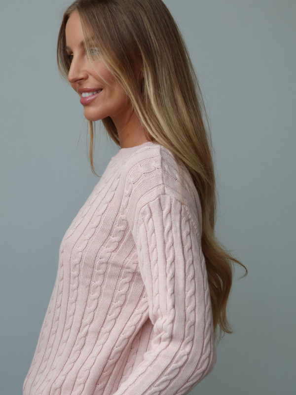 Sweter 100% bawełna pudrowy róż OXFORD 2