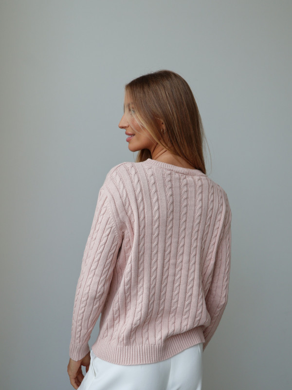 Sweter 100% bawełna pudrowy róż OXFORD 4