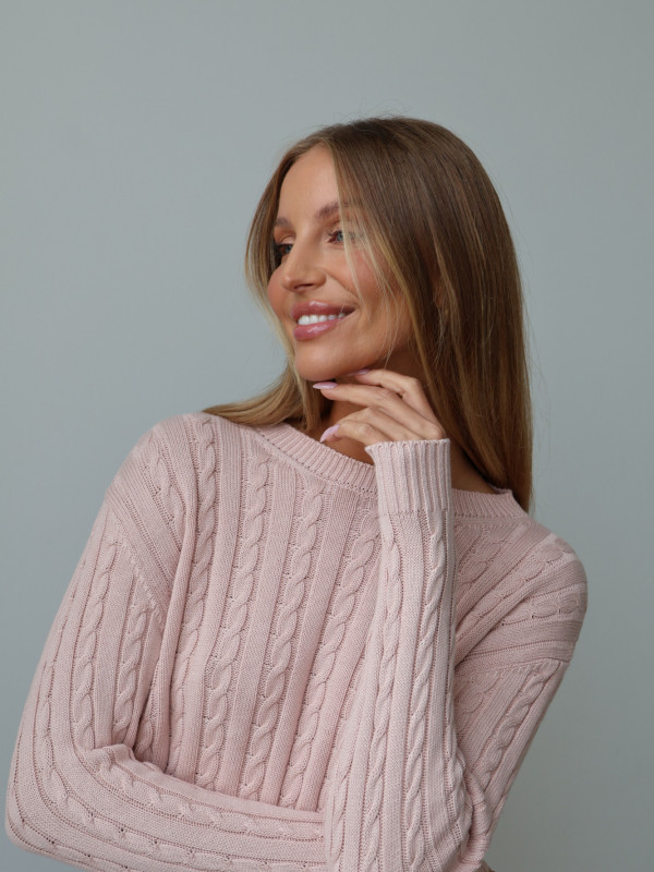 Sweter 100% bawełna pudrowy róż OXFORD 8