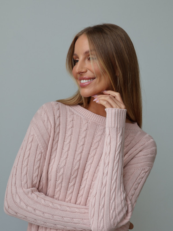 Sweter 100% bawełna pudrowy róż OXFORD 9