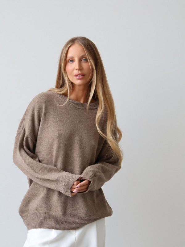 Sweter wełniany LANA fango 24