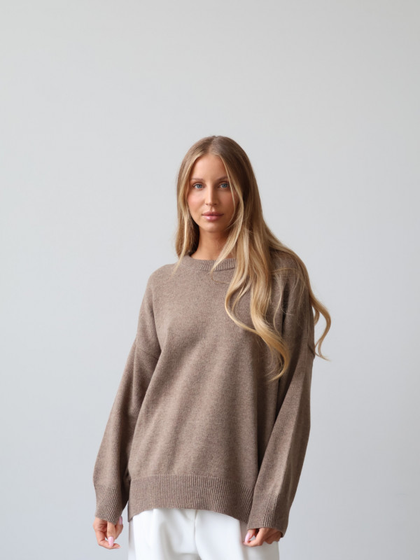 Sweter wełniany LANA fango 22