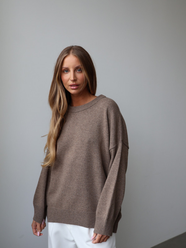 Sweter wełniany LANA fango 11