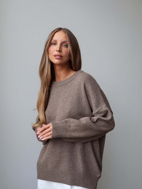 Sweter wełniany LANA fango 1