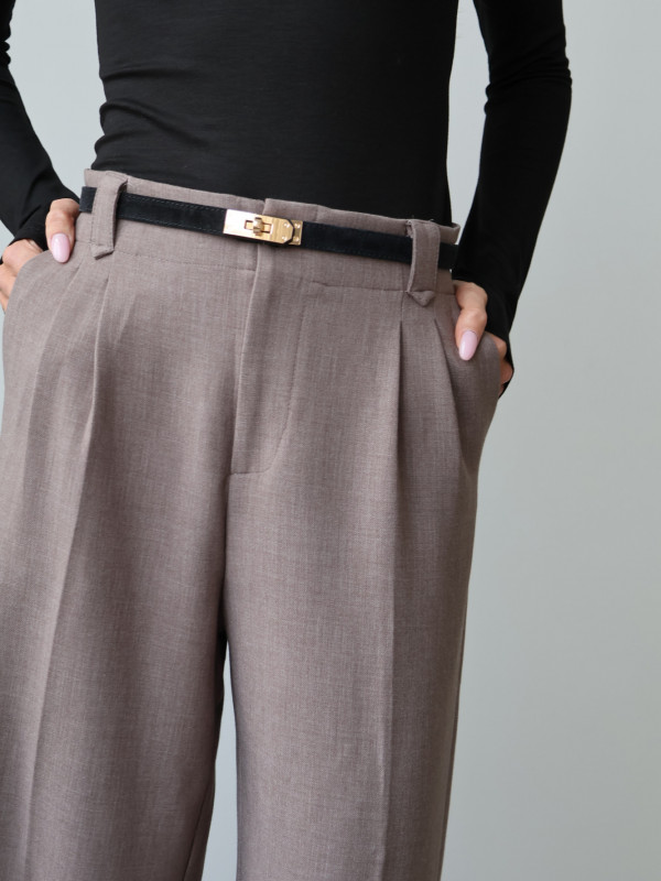 Spodnie z wysokim stanem rozszerzane norkowe ARLES 16