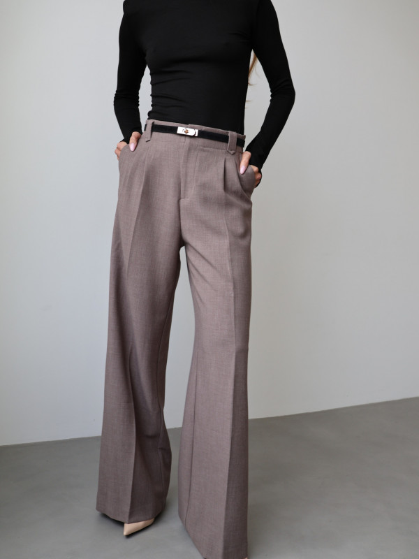 Spodnie z wysokim stanem rozszerzane norkowe ARLES 13