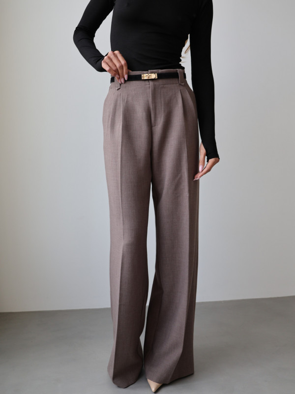 Spodnie z wysokim stanem rozszerzane norkowe ARLES 12