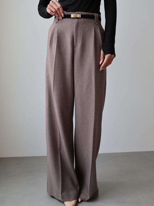 Spodnie z wysokim stanem rozszerzane norkowe ARLES 1