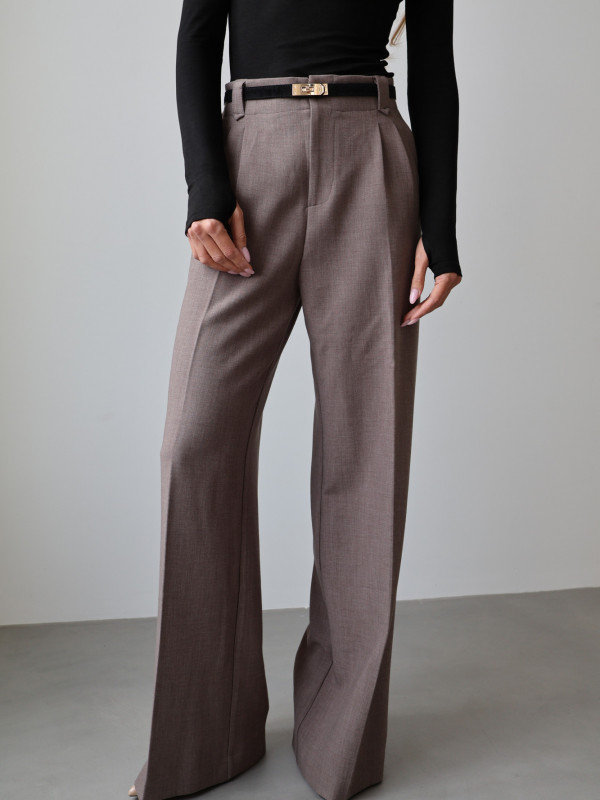 Spodnie z wysokim stanem rozszerzane norkowe ARLES