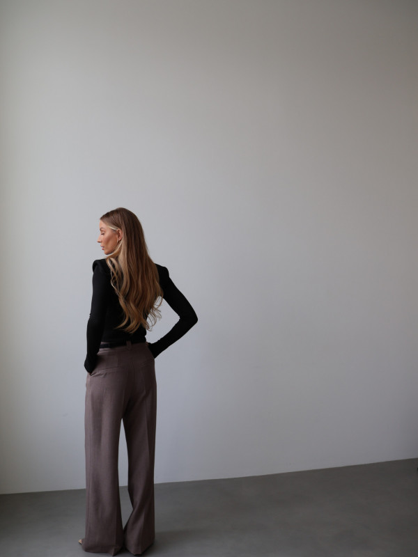 Spodnie z wysokim stanem rozszerzane norkowe ARLES 5