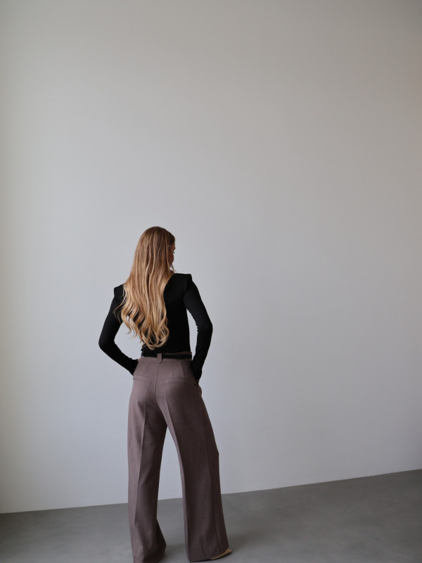 Spodnie z wysokim stanem rozszerzane norkowe ARLES 4