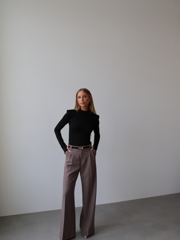 Spodnie z wysokim stanem rozszerzane norkowe ARLES 3