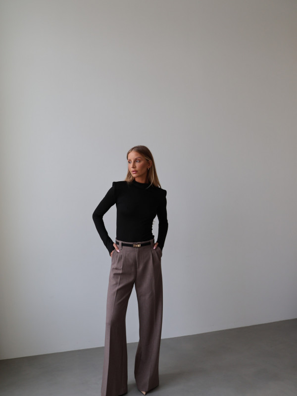 Spodnie z wysokim stanem rozszerzane norkowe ARLES 2