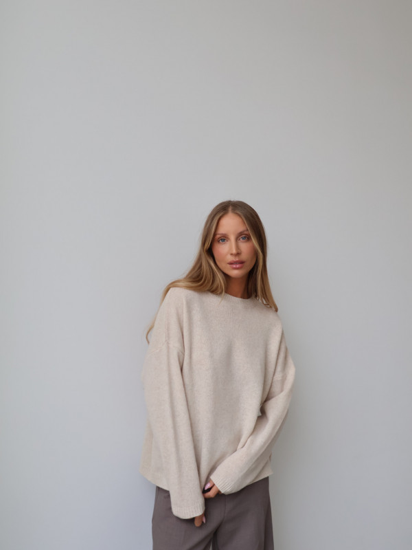 Sweter 100% wełna merino premium MERENE jasny beż 1