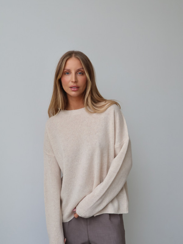 Sweter 100% wełna merino premium MERENE jasny beż 2